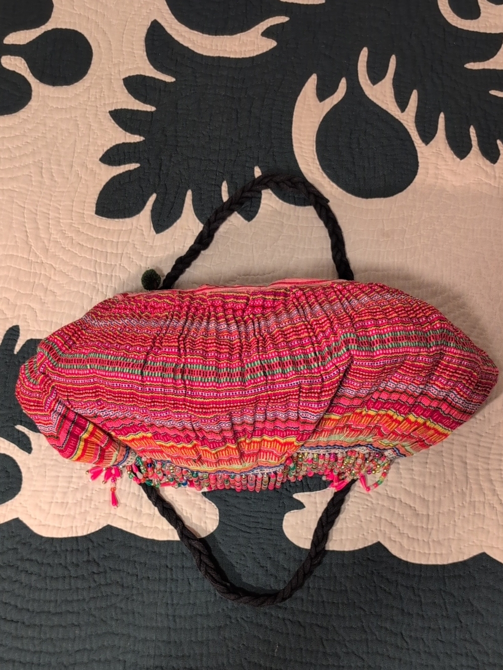 Expressions Inc Boho Handcrafted Pink Embroidered Crossbody Bag - Picture 5 of 9